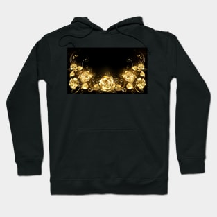 Black Background with Gold Roses Hoodie